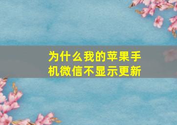 为什么我的苹果手机微信不显示更新