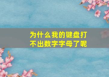 为什么我的键盘打不出数字字母了呢