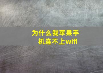 为什么我苹果手机连不上wifi