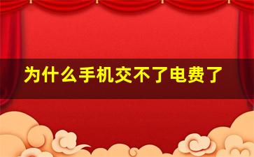 为什么手机交不了电费了