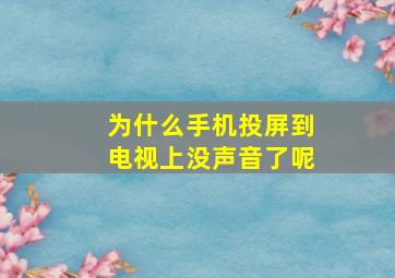 为什么手机投屏到电视上没声音了呢