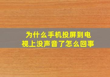 为什么手机投屏到电视上没声音了怎么回事