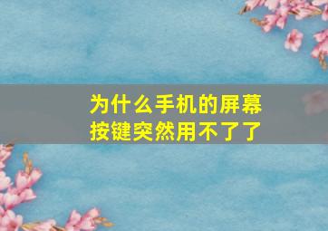 为什么手机的屏幕按键突然用不了了