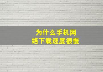 为什么手机网络下载速度很慢