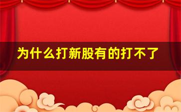 为什么打新股有的打不了