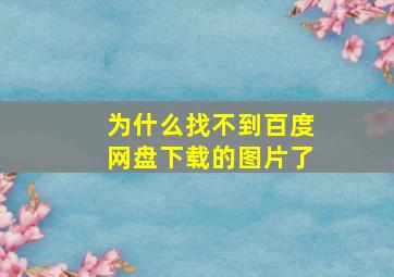 为什么找不到百度网盘下载的图片了