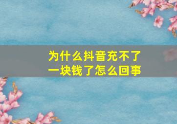 为什么抖音充不了一块钱了怎么回事