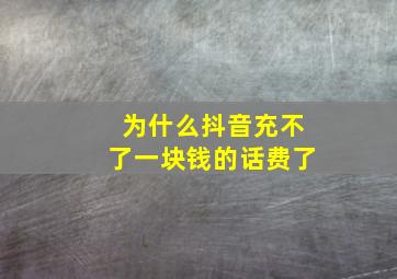 为什么抖音充不了一块钱的话费了