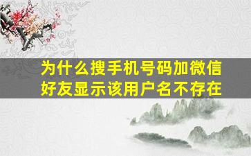 为什么搜手机号码加微信好友显示该用户名不存在