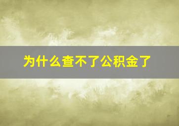 为什么查不了公积金了