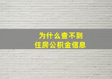 为什么查不到住房公积金信息