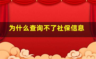 为什么查询不了社保信息