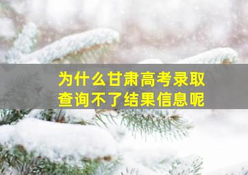 为什么甘肃高考录取查询不了结果信息呢