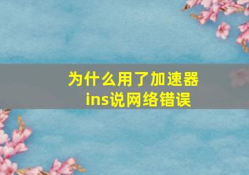 为什么用了加速器ins说网络错误