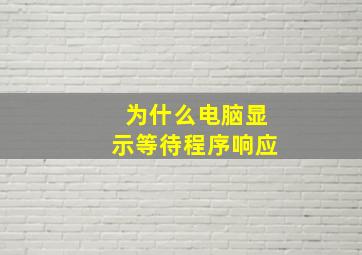 为什么电脑显示等待程序响应