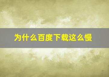 为什么百度下载这么慢