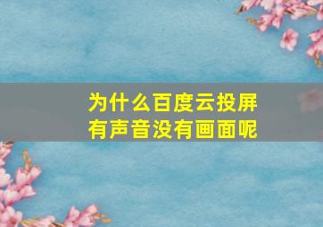 为什么百度云投屏有声音没有画面呢