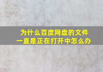 为什么百度网盘的文件一直是正在打开中怎么办