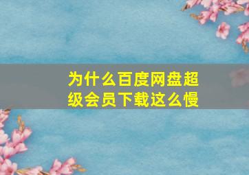 为什么百度网盘超级会员下载这么慢