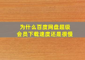 为什么百度网盘超级会员下载速度还是很慢