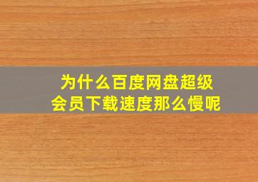 为什么百度网盘超级会员下载速度那么慢呢