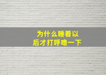 为什么睡着以后才打呼噜一下