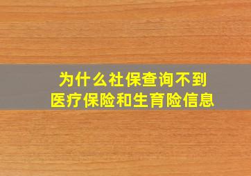 为什么社保查询不到医疗保险和生育险信息