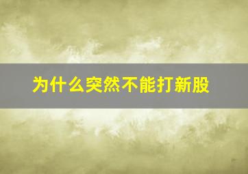 为什么突然不能打新股