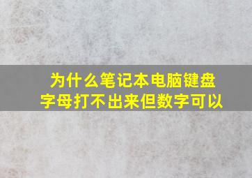 为什么笔记本电脑键盘字母打不出来但数字可以