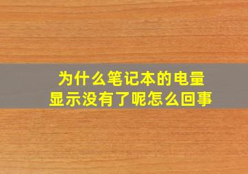 为什么笔记本的电量显示没有了呢怎么回事