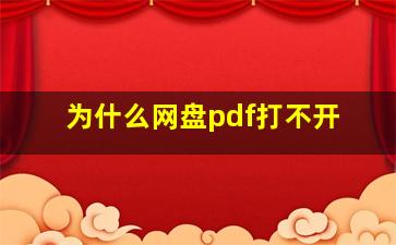 为什么网盘pdf打不开