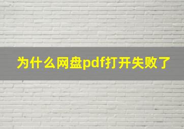 为什么网盘pdf打开失败了