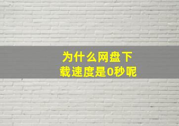 为什么网盘下载速度是0秒呢