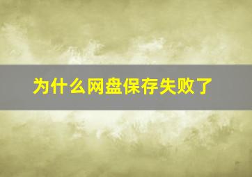 为什么网盘保存失败了