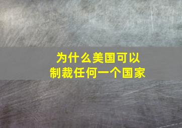 为什么美国可以制裁任何一个国家