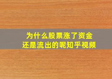 为什么股票涨了资金还是流出的呢知乎视频