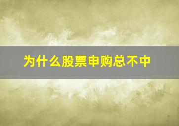 为什么股票申购总不中