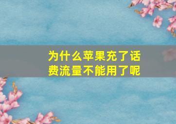 为什么苹果充了话费流量不能用了呢