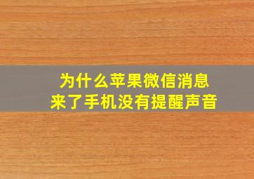 为什么苹果微信消息来了手机没有提醒声音