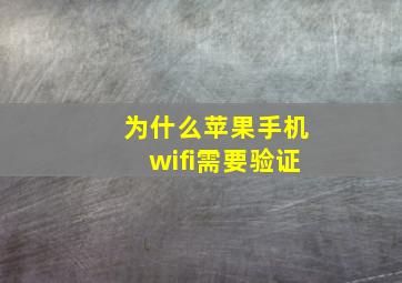 为什么苹果手机wifi需要验证