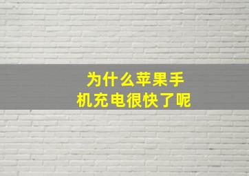 为什么苹果手机充电很快了呢