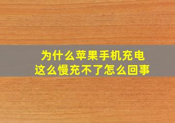 为什么苹果手机充电这么慢充不了怎么回事