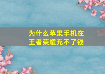 为什么苹果手机在王者荣耀充不了钱