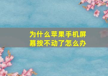 为什么苹果手机屏幕按不动了怎么办