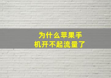 为什么苹果手机开不起流量了