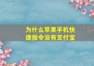 为什么苹果手机快捷指令没有支付宝