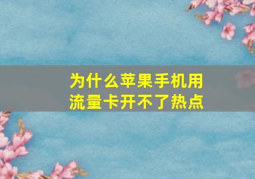 为什么苹果手机用流量卡开不了热点