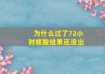 为什么过了72小时核酸结果还没出