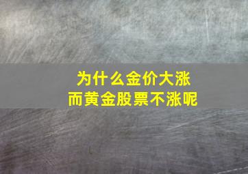 为什么金价大涨而黄金股票不涨呢