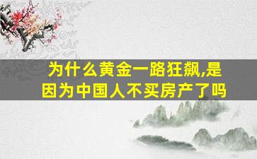 为什么黄金一路狂飙,是因为中国人不买房产了吗